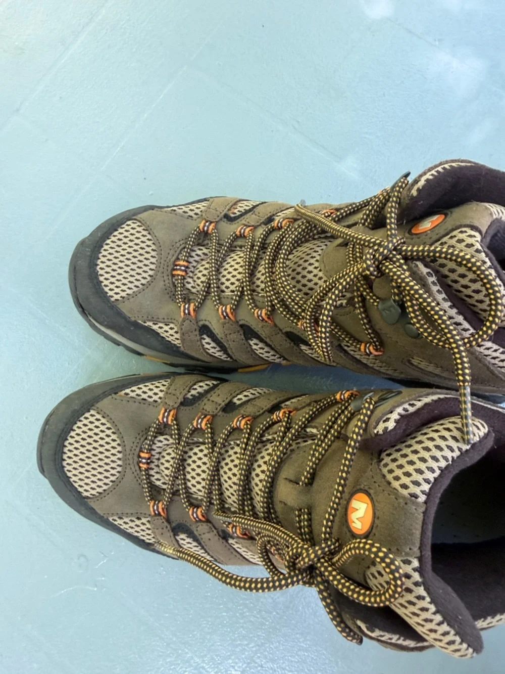 Merrell Brown and Gray Hiking Boots with Orange Highlights